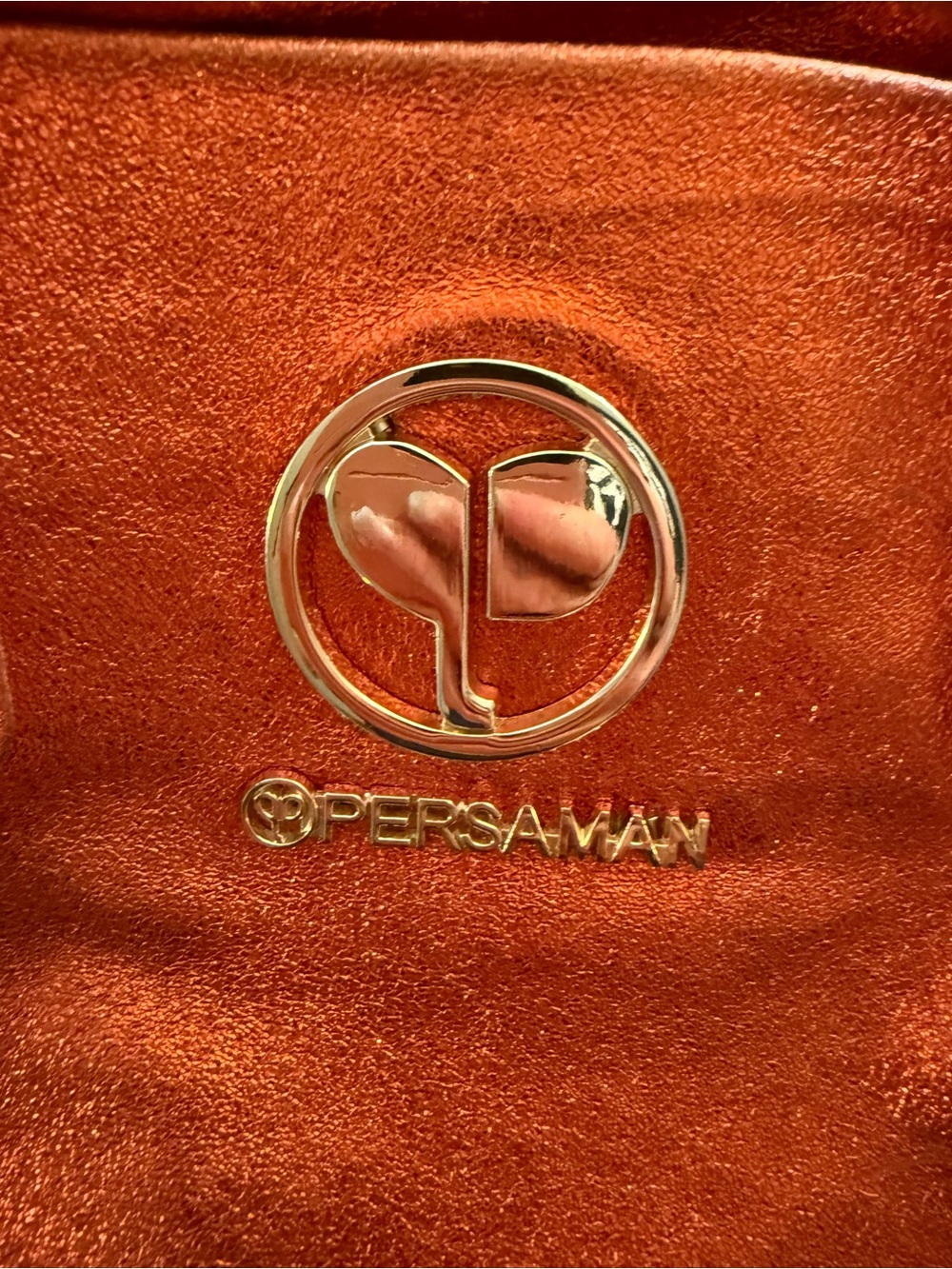 Persaman New York Metallic Orange Satchel with Top Handles - Picture 3 of 9